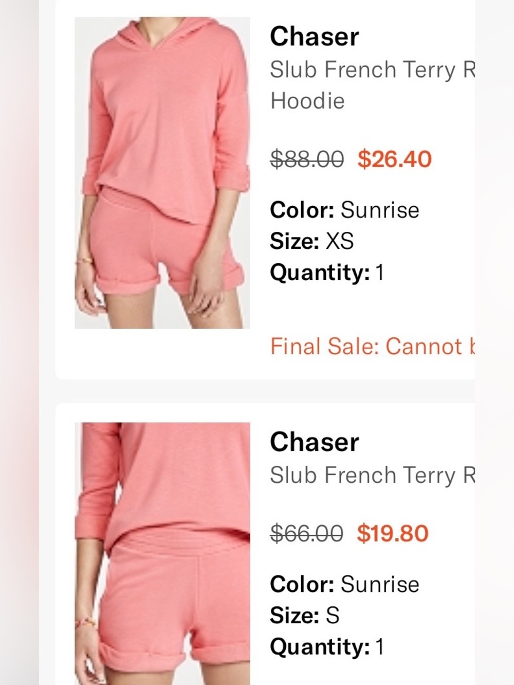 Chaser Sunrise Pink Slub French Terry Crew Neck Sweater
